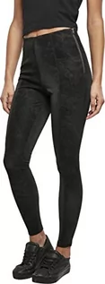 Spodnie damskie - Urban Classics Damskie spodnie damskie Washed Faux Leather Pants, czarny, XS - grafika 1