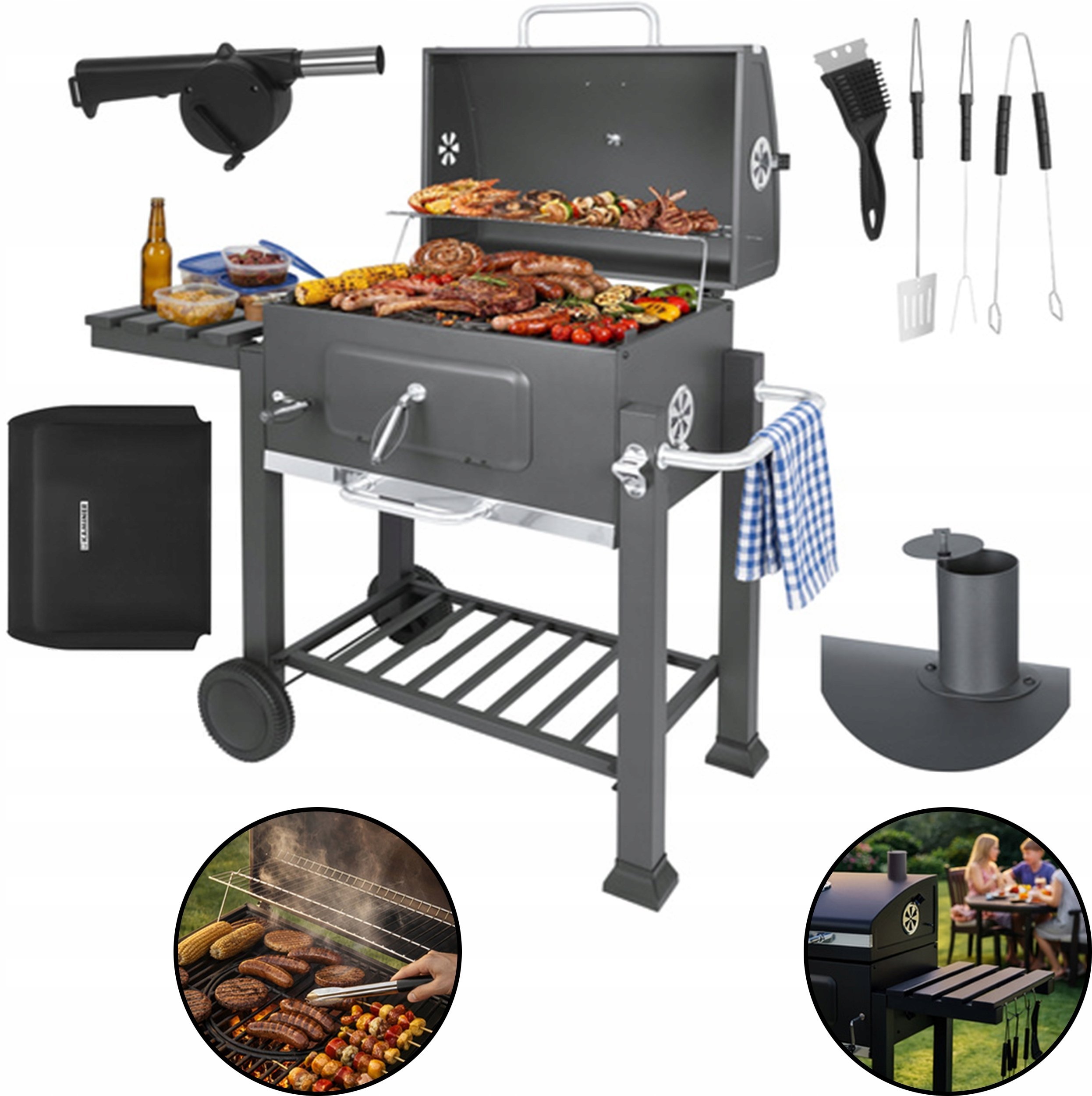 Goodhome Grill Ogrodowy Z Pokrywą 114x67x120cm Kaminer