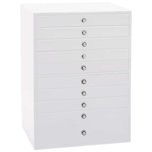 vidaXL Pudełko na biżuterię 10-warstwowe z uchwytami na zegarki Białe - Zestawy biżuterii dla kobiet - miniaturka - grafika 1