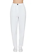Spodnie damskie - Armani Exchange Damskie spodnie Sustainable, przód i tył, metalowe zapięcie na guziki Casual Pants, Optic. biały, M - miniaturka - grafika 1