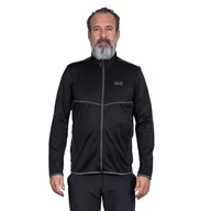 Bluzy męskie - Męska bluza polarowa Jack Wolfskin Kennett River Jacket black - S - miniaturka - grafika 1