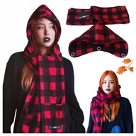 Apaszki i szaliki damskie - Szalik z Odpinanym Kapturem Scoodie Polar 185 cm Kieszenie 2w1 Czerwony - miniaturka - grafika 1