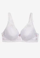 Biustonosze - Biały Biustonosz z Usztywnionymi Miseczkami i Koronką Tinarria - miniaturka - grafika 1