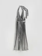 Spodnie damskie - Reserved - Błyszczący kombinezon z paskiem - srebrny - miniaturka - grafika 1