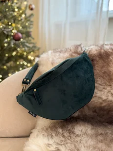 Welurowa nerka basic butelkowa zieleń - Nerki - miniaturka - grafika 1