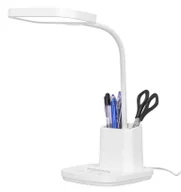 Lampy stojące - Biała regulowana lampka biurkowa LED z pojemnikiem - 5X A684 Livia - miniaturka - grafika 1