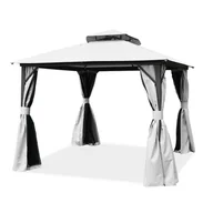 Pawilony ogrodowe - Pawilon ogrodowy z moskitierą i zasłonami VANCOUVER 3x3 Light Grey - Hardmaister - miniaturka - grafika 1
