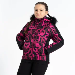 Dare 2b Dziecięca kurtka narciarska puchowa Ding Czarny w różowy wzór, Rozmiar: 116 cm - Kurtki narciarskie - miniaturka - grafika 1