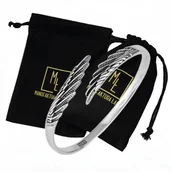 Bransoletki - Bransoletka Srebrna Damska Pióro Piórko Skrzydła Anioła Prezent 925 Manufaktura Łącka - miniaturka - grafika 1