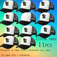 Czapki dla dzieci - TEMU 11szt. Personalizowane Czapki Trucker z Fotografią - Oddychająca Siatka na Tył, Regulowany Rozmiar, Czarno-Zielone Akcenty dla Rowerzystów i - miniaturka - grafika 1