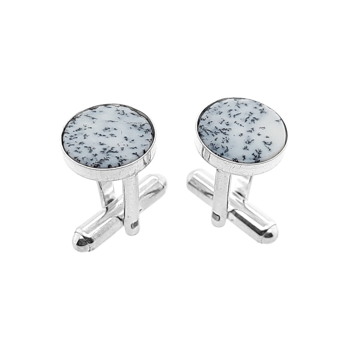 Spinki do mankietów Agat Dendrytowy Ø12 (S1423) Srebro [925]