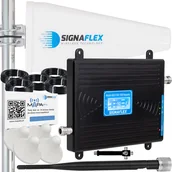 Wzmacniacze sygnału wifi - Zestaw Wzmacniacz LTE Signaflex GSM/UMTS/DCS BLACK LCD LS-GDW2 + T1 20dBi 10m + 4x Grzybek + Bat - miniaturka - grafika 1