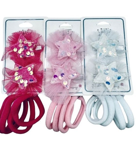Gumki do włosów z kokardką i cyrkoniami, zestaw .