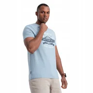 Koszulki męskie - Bawełniany męski t-shirt z nadrukiem Francisco błękitny V1 OM-TSPT-0120 S - miniaturka - grafika 1