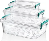 Pojemniki kuchenne - Chomik Komplet 3 pojemników prostokątnych MULTI BOX 0,6L 1,2L 2L - miniaturka - grafika 1