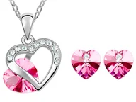Zestawy biżuterii dla kobiet - Elegancki komplet biżuterii naszyjnik z sercem i kolczyki na sztyft - miniaturka - grafika 1