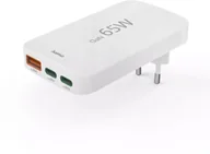 Zasilacze do laptopów - ŁADOWARKA SIECIOWA DO LAPTOPA SKŁADANA 65W GAN PD/QC 2X USB-C, 1X USB-A, BIAŁA - miniaturka - grafika 1