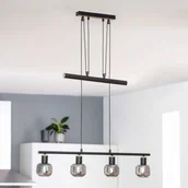 Lampy sufitowe - Näve Lampa wisząca belka Fumoso 4-pkt. czarna/szary dym - miniaturka - grafika 1