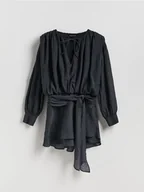 Sukienki - Reserved - Sukienka mini z lyocellem - czarny - miniaturka - grafika 1