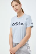 Koszulki sportowe damskie - adidas t-shirt bawełniany kolor niebieski - miniaturka - grafika 1