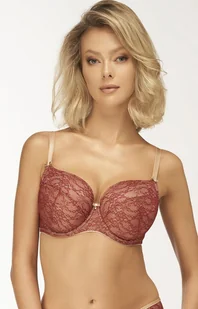 Biustonosz usztywniany full cup bordowo-beżowy Tess, Kolor bordowo-beżowy, Rozmiar 70C, Unikat - Intymna - Biustonosze - miniaturka - grafika 1