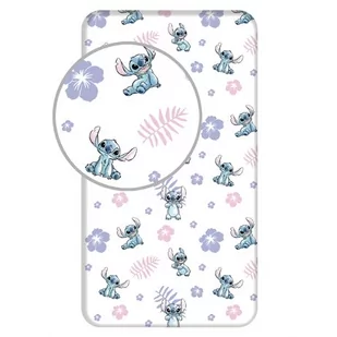 Prześcieradło bawełniane z gumką 90x200 Lilo i Stitch białe kolorowe dla dzieci - Prześcieradła dla dzieci - miniaturka - grafika 1