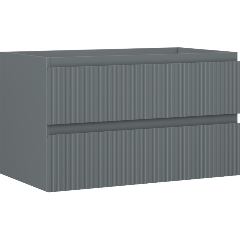 Mexen Rivel szafka łazienkowa podumywalkowa 80 cm, 2 szuflady, ryflowana , grafit mat - 91A20-08047-2-BFF66