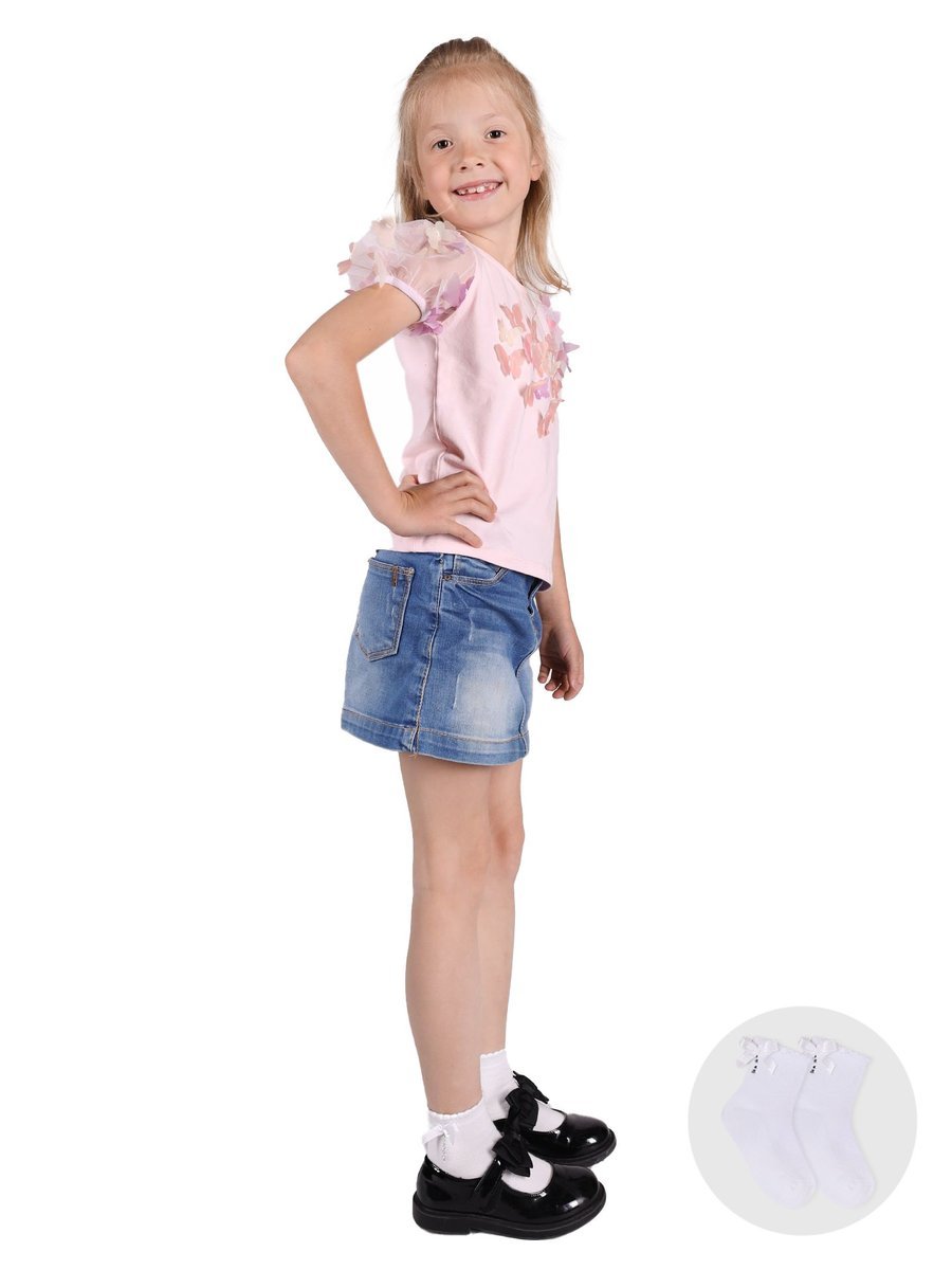 Skarpety dziewczęce bawełniane ażurowe z jetami białe 2PAK 23-26 YOCLUB