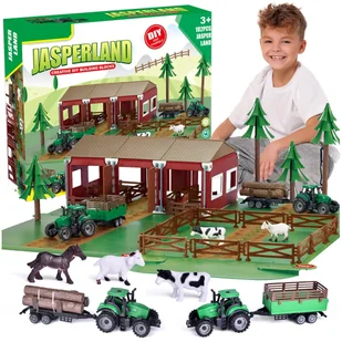 Farma Zagroda Zwierzęta Traktor Przyczepa Figurki Krowa Koń Koza  Z789 - Zabawy w naśladowanie dorosłych - miniaturka - grafika 1