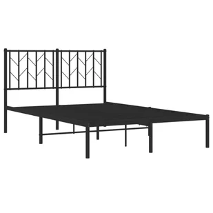 Metalowa rama łóżka z wezgłowiem, czarna, 120x190 cm - Łóżka - miniaturka - grafika 3