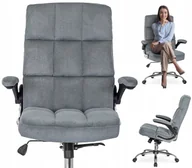 Fotele i krzesła biurowe - Fotel Obrotowy Krzesło Do Biurka Gabinetu Obrotowe Biurowe Szary LONDON - miniaturka - grafika 1