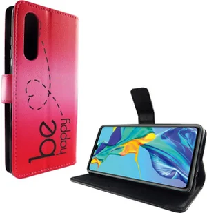 Etui na telefon Huawei P30 z klapką i kieszenią na kartę Be Happy Pink - Etui i futerały do telefonów - miniaturka - grafika 1