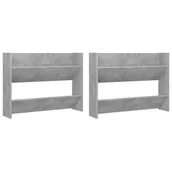 Wieszaki i stojaki - vidaXL Półki ścienne na buty, 2 szt., szare, 80x18x60 cm, płyta - miniaturka - grafika 1