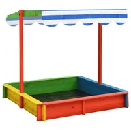 Place zabaw - The Living Store Piaskownica z regulowanym daszkiem - jodłowa - kolorowa - UV50 - Piaskownica - miniaturka - grafika 1