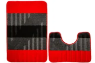 Dywaniki łazienkowe - Komplet 2-częściowy Łazienkowy Vic Red Czerwony Szary Paski-KOMPLET - miniaturka - grafika 1