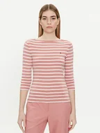 Bluzki damskie - Tommy Hilfiger Bluzka New Cody WW0WW40589 Różowy Slim Fit - miniaturka - grafika 1
