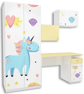 Biało-żółty zestaw mebli dla dzieci z biurkiem L9-M89 - Zestawy mebli dla dzieci Biało-żółty zestaw mebli dla dzieci z biurkiem L9-M89 - Zestawy mebli dla dzieci - miniaturka - grafika 1