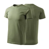 Koszulki męskie - Koszulka khaki z krótkim rękawem z logo na sercu męska z nadrukiem logo firmy 160g BASIC129 kolor 09 koszulka krótki rękaw - miniaturka - grafika 1