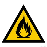 Systemy ekspozycyjne i znaki informacyjne - JA003 OSTRZEŻENIE PRZED SUBSTANCJAMI ŁATWOPALNYMI, FN - FOLIA SAMOPRZYLEPNA; (100X100MM) - miniaturka - grafika 1