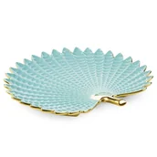 Tace i patery - Patera ceramiczna 40x38x5 Hiral 4 niebieska jasna złota liść Eurofirany - miniaturka - grafika 1
