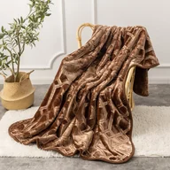 Koce - Koc Akrylowy VITO Tłoczony Brązowy 80x160 cm - Miękki, Ciepły i Antyalergiczny - miniaturka - grafika 1