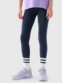 Spodnie i spodenki dla dziewczynek - 4F Legginsy dzianinowe dziewczęce - granatowe 152 (11-12 lat) - miniaturka - grafika 1