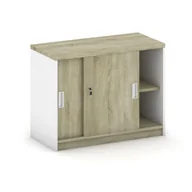 Inne meble biurowe - B2B Partner Nadstawka z przesuwnymi drzwiami, 800 x 400 x 600 mm, biały/dąb sonoma 437507 - miniaturka - grafika 1