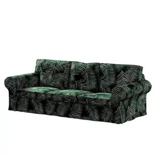Dekoria Pokrowiec na sofę Ektorp 3-osobową nierozkładaną zielony w liście 216 x 83 x 73 cm Velvet 610-704-21 - Pokrowce na meble - miniaturka - grafika 1