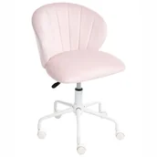 Fotele i krzesła biurowe - Beliani Krzesło obrotowe CHEERFUL Welur Pastelowy róż - miniaturka - grafika 1