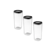 Pojemniki kuchenne - Zestaw 3 pojemników spożywczych transparentnych czarnych 1800 ml AMOS - miniaturka - grafika 1