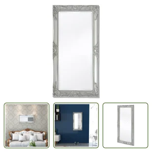 The Living Store Lustro ścienne w stylu barokowym 100x50 cm srebrny - Lustra - miniaturka - grafika 1