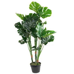 Sztuczna monstera duża, w doniczce, 100 cm - Sztuczne kwiaty - miniaturka - grafika 1