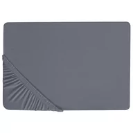 Prześcieradła - Bawełniane prześcieradło z gumką 160 x 200 cm ciemnoszare JANBU - miniaturka - grafika 1