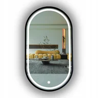 Lustra - Lustro Led Owalne W Czarnej Ramie 85X50 Cm + Włącznik Dotykowy - miniaturka - grafika 1